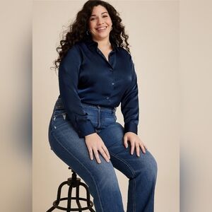 Plus Size Winona Satin Button Down Blouse